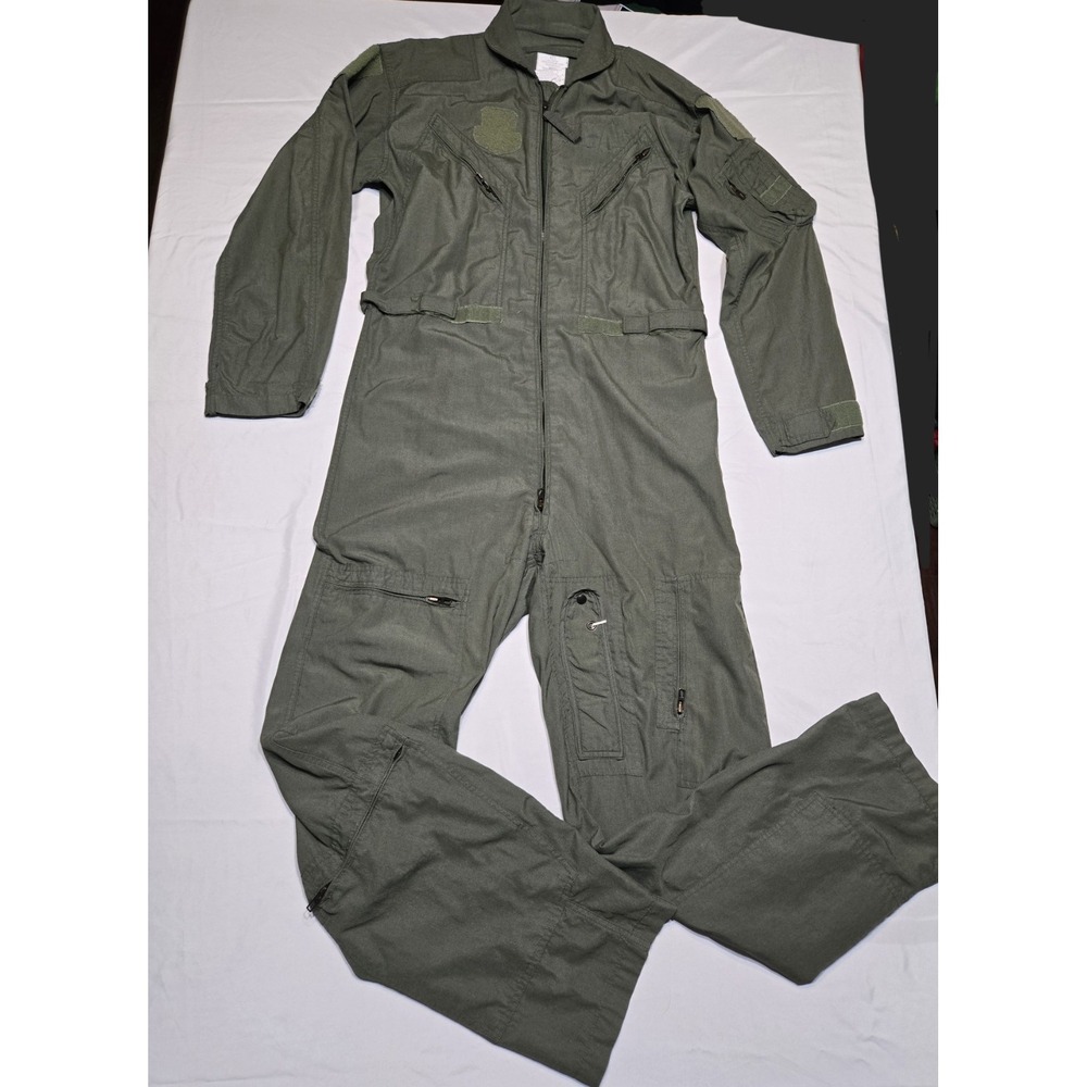 Genuine US Air Force Green Nomex Fire Resistant Flight Suit Coverall - 42L.